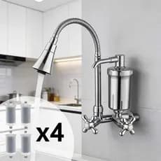 Torneira de Cozinha Parede Flexível Gourmet Filtro 2 Jatos com Refis de Reposição