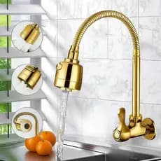 Torneira Cozinha Parede Inox Prata/Ouro 360° Chuveiro Luxo