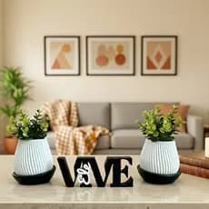 KIT DECORATIVO ELE VIVE PARA DECORAR E CONSAGRAR SEU LAR COM VASOS E PLANTAS ARTIFICIAIS INCLUSAS