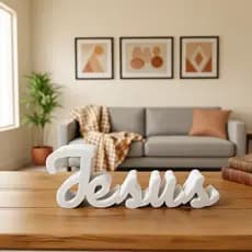 Palavra Decorativa Letreiro Premium Top de Linha para Decorar Sua Casa Jesus em PU Oferta
