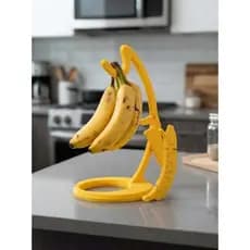 Suporte de Banana Amarelo Moderno Organizador Suspenso c/ Mini Serrote Minimalista Decoração Premium