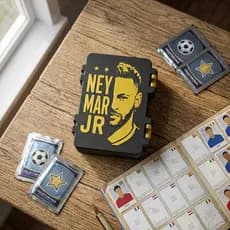 Porta Figurinhas Premium Copa 2026 Caixa Preta e Dourada para 500 Unidades