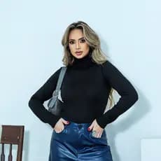 Blusa De Frio Cacharrel Feminina Gola Alta Tricot Inverno