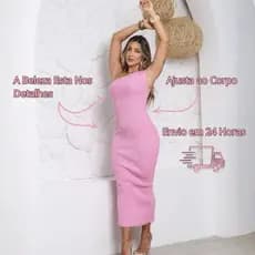 Vestido Longo Feminino Midi Verão Soltinho Elegante Festa Casamento Convidada Rosa Bebê