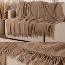 Manta xale de Sofá com Franja tamanhos variados | Decoração e Proteção | Toque Macio e Elegante