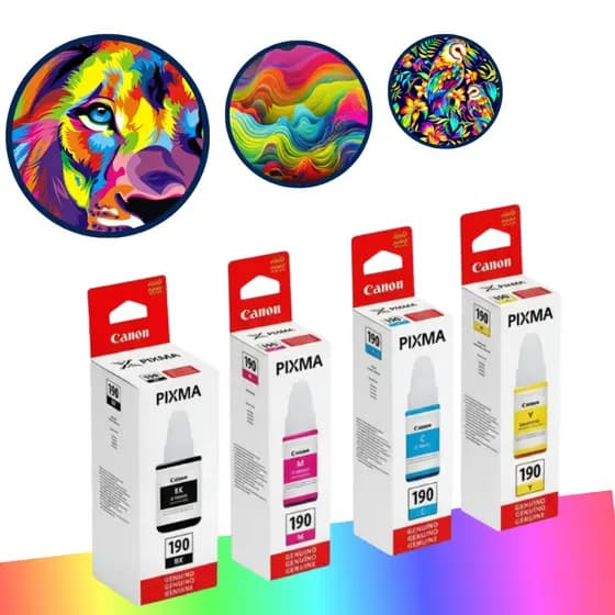 Kit Colorido Tinta Canon GI-190 GI190 Original para Pixma Maxx G1100 G2100 G2111 G3100 G3102 B/Y/C/M