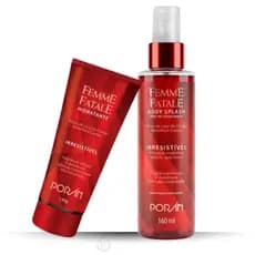 Kit Perfume Feminino Body Splash 160ml + Hidratante 130g Porán Femme Fatale Cereja Baunilha Canela