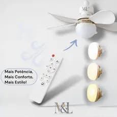 Ventilador de Teto Silencioso com Lâmpada Led Bulbo 60w Controle BF BQ Bivolt 5 Pás 06 hélices
