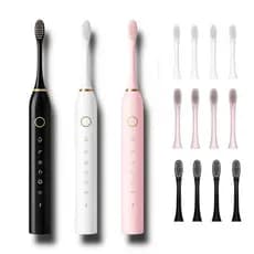 Escova de Dentes Elétrica Sônica Recarregável IPX7 à Prova D’Água USB Profissional 4 Dentes  Escovas