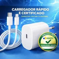 Carregador iPhone  Turbo Original 20W 11 12 13 14 Original  Leve Turbo Pro Xr X Usb C Lacrado iPhone