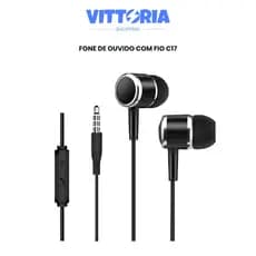 Fone De Ouvido C17 Com Fio e Microfone 3,5mm Para Laptops MP3 Celulares Tablets 1,5 metros