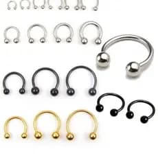 Kit 3 uni Piercing Ferradura Septo Orelha 6/8/10mm Moda Top Unissex Masculino femino