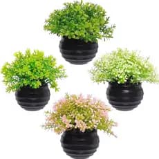 Vasinhos De Plantas Flores Artificial Decoração Kit 4 Vasos