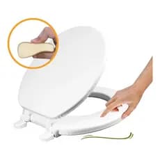 Assento Sanitário Almofadado C/ Tampa de Vaso Universal Branco Privada Banheiro c/ Espuma e Ajuste