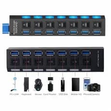 Usb 7/4 Portas 2.0 Hd Extensor ultra rapido Pen Drive E LED Converter Expansor Para