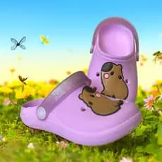 Sandália Babuche Infantil Menina Casual Personagem Capivara Com Fivela Leve Macio Confortável