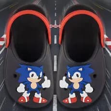 Sandália Babuche Infantil Menino com Enfeite do Sonic Leve Confortável Antiderrapante Ideal para Escola e Passeios