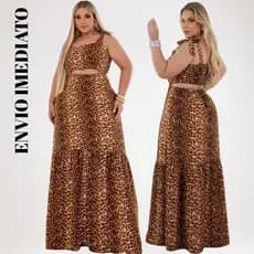 Vestido ISA Longo Plus Size Crepe Dunas primavera Amarrar 1 Maria cintura Lastex confortavel Soltinho Modelo Casual