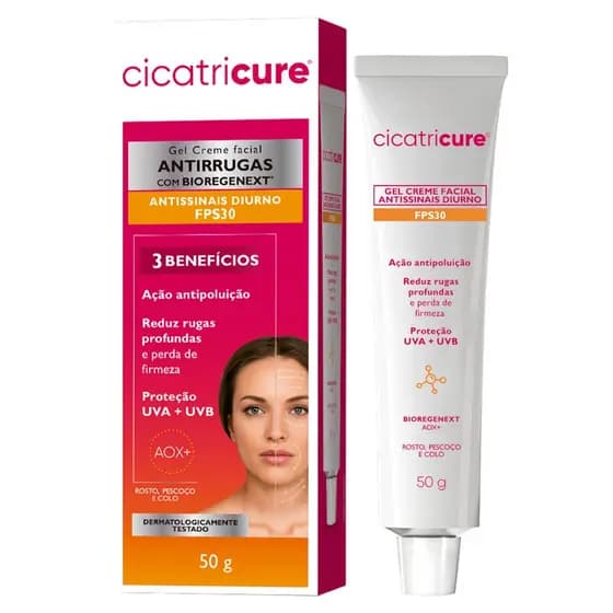 Creme Facial Cicatricure Antirrugas FPS30 Diurno 50g - Rosto e BioRegenext