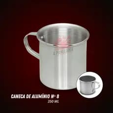 Caneca De Aluminio N8 Polido Resistente Com Alça 350ml
