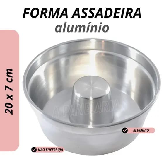 Forma 20x7 cm Alumínio assadeira redonda com cone multiuso para bolos pudim padaria confeitaria forno airfryer