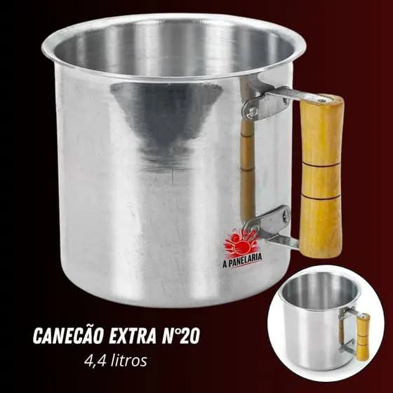 Canecão 4,4 Litros grande de alumínio Com Orla Em Alumínio Cabo De Madeira N°20