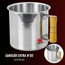 Canecão 4,4 Litros grande de alumínio Com Orla Em Alumínio Cabo De Madeira N°20