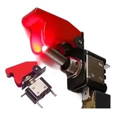 3 Chave Botão Caça C/ Led Neon Vermelho Tictac Som Nitro Kit