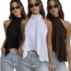 Blusa Bata Frente Única Assimétrica Amarração no pescoço