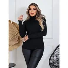 ZAVA Tricot Manga Comprida Cacharrel Blusa de Frio com elastano