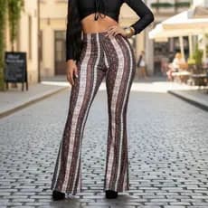 Calça feminino legging cintura alta boca de sino flare plus size estampado bailarina