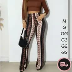 Calça feminino plus size legging flare cintura alta boca de sino estampado bailarina