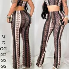 Calça feminino legging flare boca de sino cintura alta estampado plus size bailarina