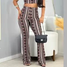 Calça feminino flare boca de sino legging plus size estampado cintura alta bailarina