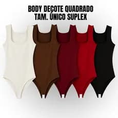 Body Feminino Básico Com Decote Quadrado Suplex Tam. Único
