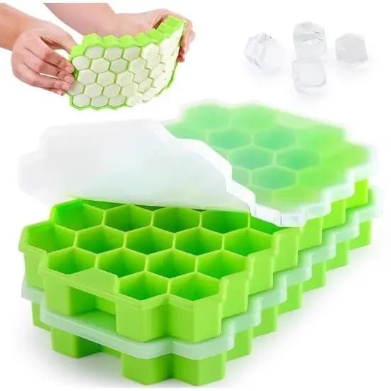 Forma de Gelo Silicone Chocolate Bombam Bebida Uísque Top Hexagono Colméia 37 Cavidades