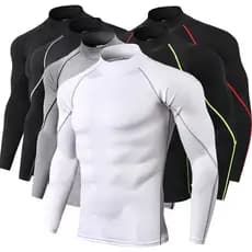 Camisa De Manga Comprida Atlética De Gola Rulê De Compressão Masculina De Ginástica