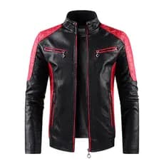 Jaqueta Masculina Slim Fit Colorida Bloqueada À Prova De Vento Para Motocicleta Americana Retrô Chuva De Couro PU Outono