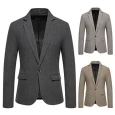 Blazer Xadrez Masculino Com Um Botão , Casaco Esportivo Casual Slim Fit , Para Casamento