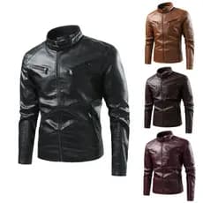 Jaqueta Masculina Retrô Casual De Couro PU Outono Inverno Americana Para Motocicleta