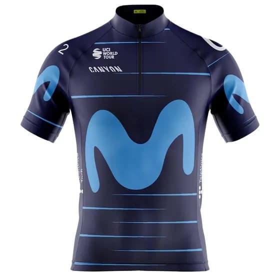 Camisa Ciclismo Camiseta Ciclista Roupa de Ciclismo Masculina Moutain Bike Movistar Com Bolsos Protecao Solar UV 50