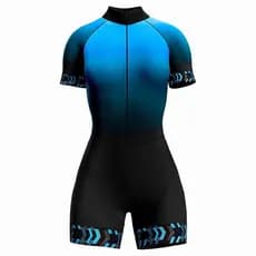 Macaquinho Ciclismo Feminino Profissional Gel Acolchoado UV Proteção MTB Pro Tour Speed Azul Degradê
