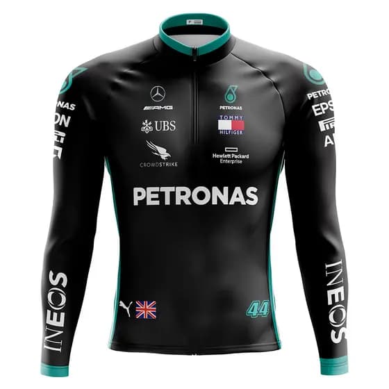 Camiseta Ciclismo Masculina Dryfit Proteção UV Bike MTB Speed Petronas Preta