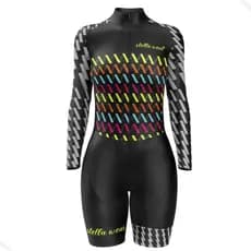 Macaquinho Ciclismo Feminino Profissional Gel Acolchoado UV Proteção MTB Speed Zig Zag Preto