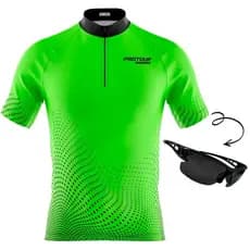 Camisa Ciclismo Camiseta Ciclista Roupa de Ciclismo Masculina Manga Curta Masculina Full Verde + Oculos UV500