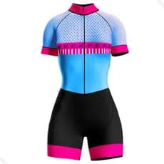 Macaquinho Ciclismo Feminino Profissional Gel Acolchoado UV Proteção MTB Speed Stella Wear Bicicletinhas Azul