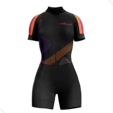Macaquinho Ciclismo Feminino Profissional Gel Acolchoado UV Proteção MTB Speed Lunar Laranja