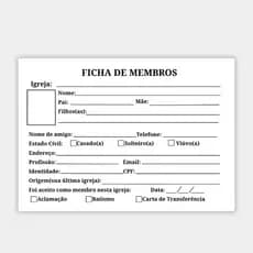 20/30/40 Fichas de Membros 21x14,7cm Papel Cartão 180g