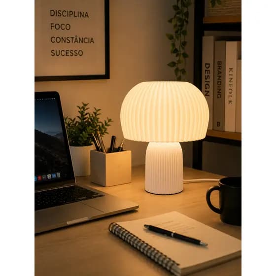 Abajur COGUMELO Moderno de Mesa LED Decorativo para Quarto Sala Escritório com Lâmpada Inclusa