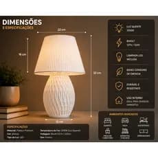 Abajur Eclipse LED Decorativo para Quarto Sala Escritório com Lâmpada Inclusa